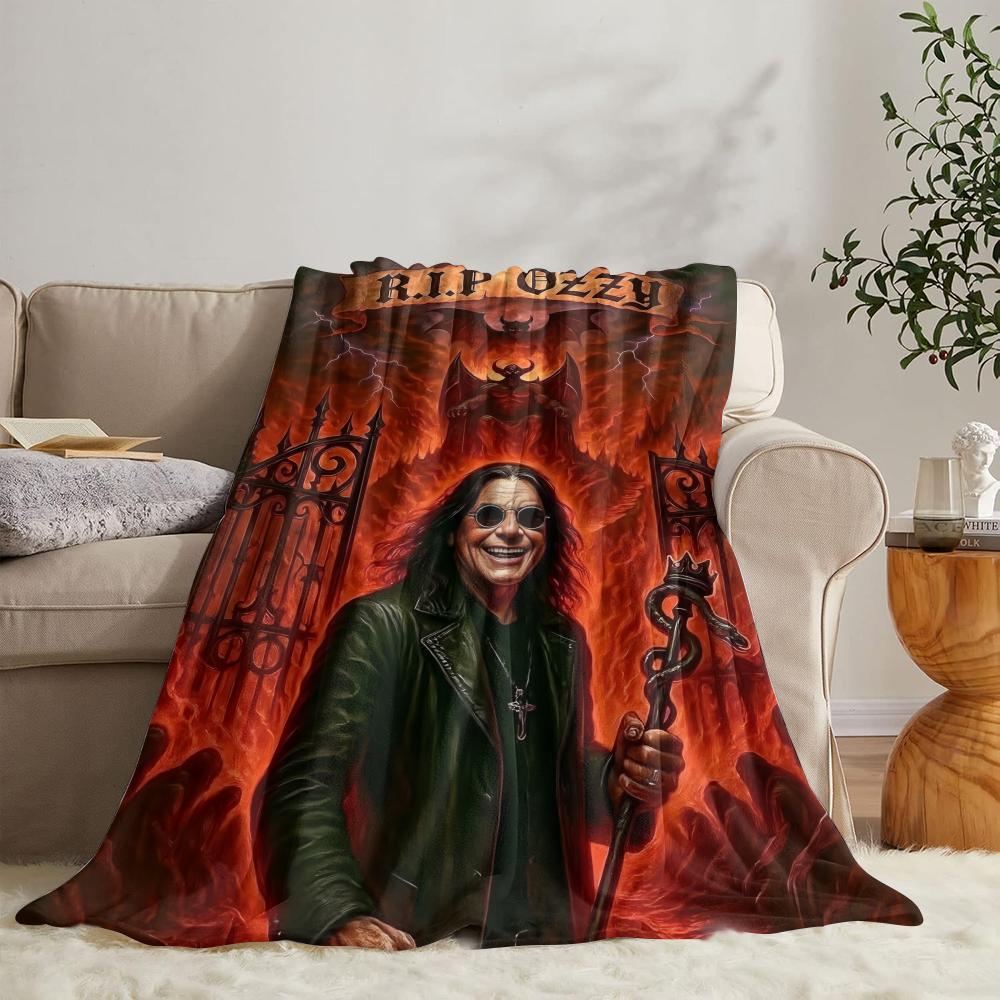 O-ozzy RIP Ozzy Osbourne Coperta Morbida in Flanella Coperta Estiva Leggera Accogliente Coperta per Pisolino per Divano Letto Viaggio