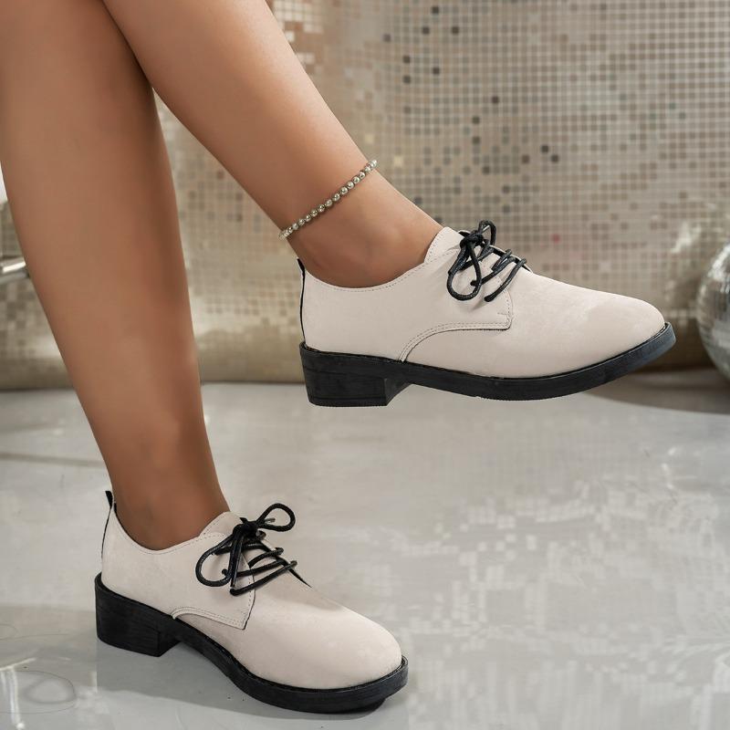 Fashion Strappy Front Block Heel Single Shoes Autumn New Round Toe Soft Sole Non-slip Wear-resistant Square Heel Shoes