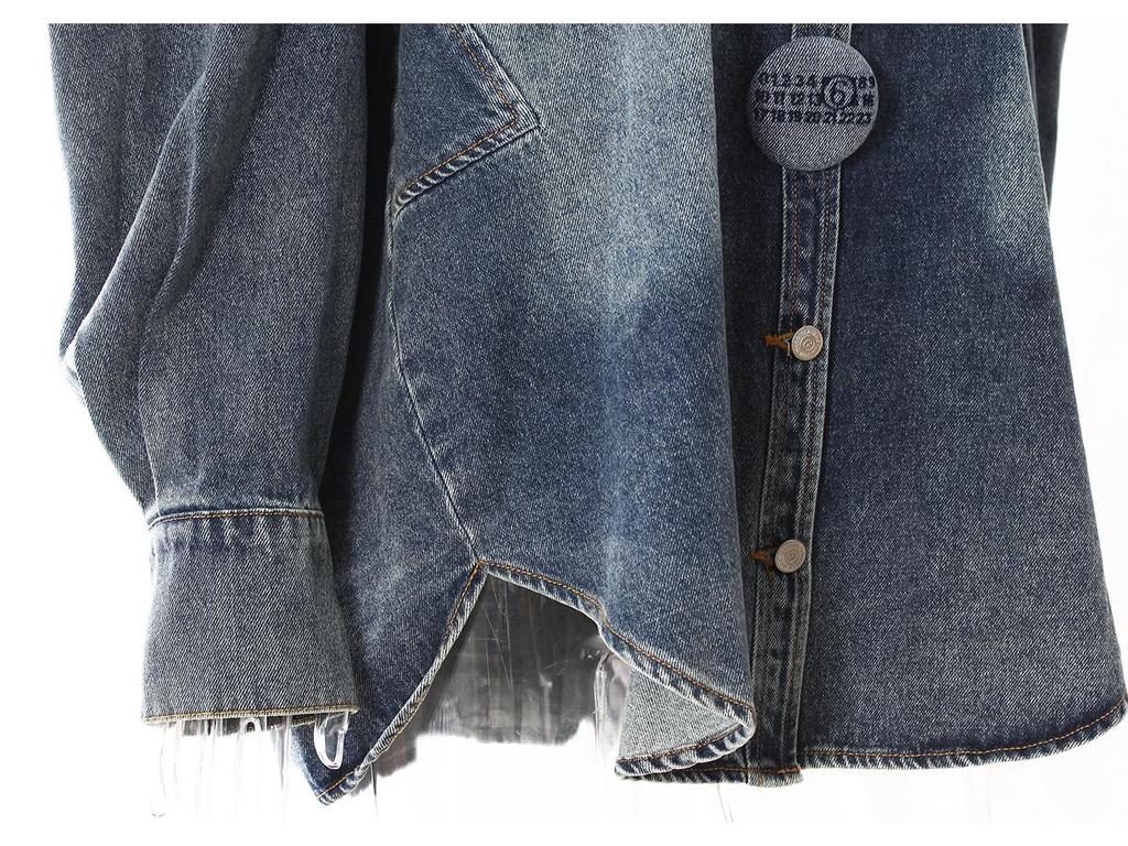 2025 Spring Designer Large Button Denim Cocoon Jacket for Women