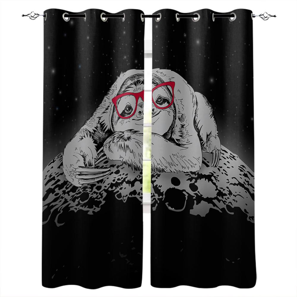 Домашняя Штора Животное Ленивец Листья Бохо Спальня Кухонные Шторы Предметы Украшения Гостиной Оконные Шторы для Гостиной 135W x 60H(cm)