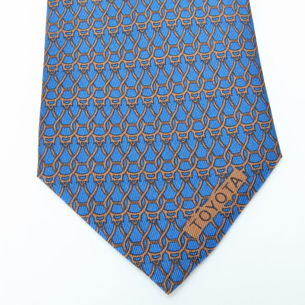 Used HERMES Tie Toyota Limited Edition Silk Blue Brown Suit