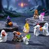 Halloween Scary Ghost Ornament Mini Resin Bone Skull Coffin Chair Statue for Holiday Party Tabletop Decor