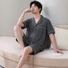 Summer men's pure cotton pajamas short-sleeved five-point pants loungewear men's summer thin plus size suit
