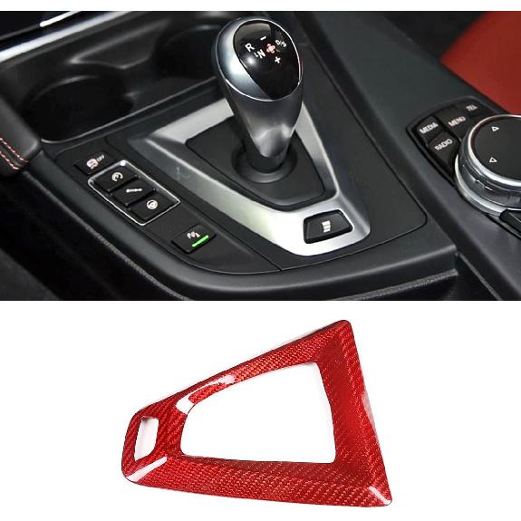 

Real Carbon Fiber Interior Accessories Fit for BMW LHD F80 F82 M3 M4 2014-2019 Car Gear Lever Panel Base Cover Gear Protection Panel Frame 1 Piece Red Carbon Fiber