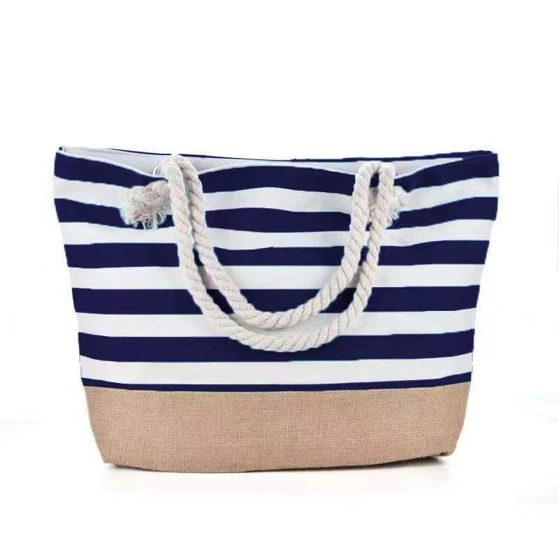 New beach bag striped, casual bag underarm bag women's shoulder bag women's canvas bag