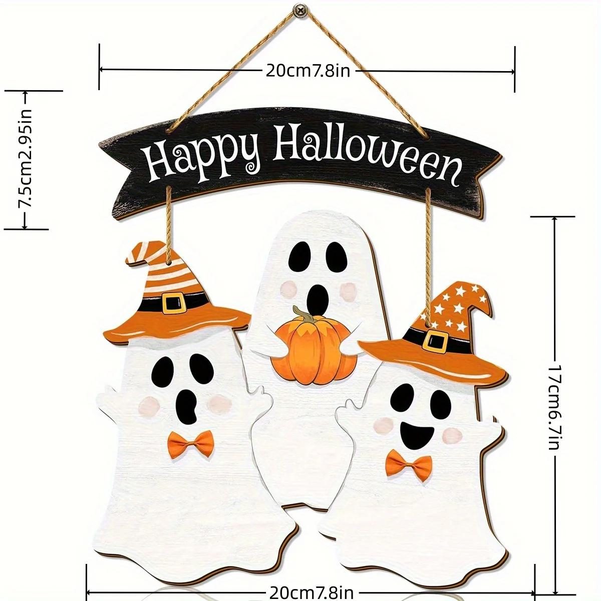 1set New Halloween Decorative 2D Wooden Sign with Pumpkin and Ghost Creative Design for Door Hanging Ghost Festival Decoration