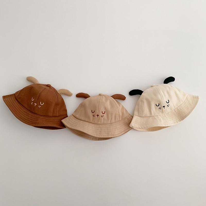 Cute Ear Baby Sunshade Basin Cap Cartoon Kids Fisherman Caps 6-24M Boys Girls Thin Cotton Sun Visors Children Sunscreen Bucket Hats