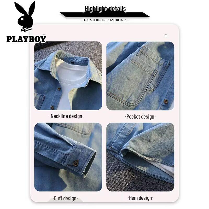 Playboy Men's Soft Denim Long Sleeve Shirt