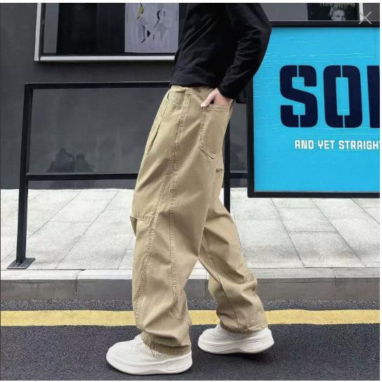 [Overalls] Multi-color Scimitar Wide-leg Pants Casual Pants Overalls Men's Autumn American Men's and Women's Tide Brand Splicing