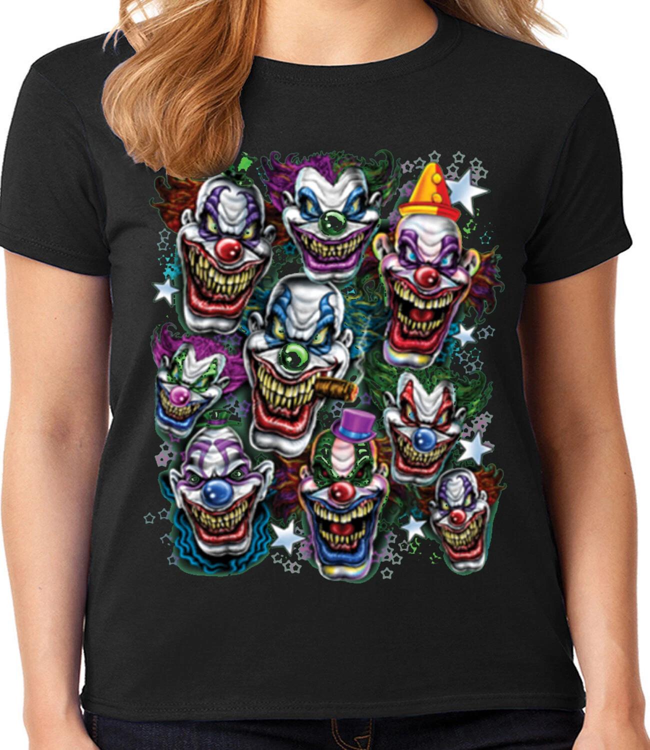 Halloween T-shirt Women Ladies Clown T-shirt Costume Funny Tee Shirt XXL