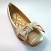 Bow Flat Shoes Women Ballet Flats Metallic Gold Square Toe Slip-On Casual for Daily Wear All-Day Comfort Plus Size 42