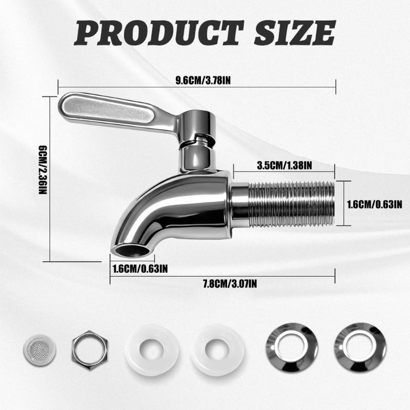 Stainless Steel Faucet For Drink Dispensers Water Beverage Glass Jar Replacement Spigot Tap Leak Resistant Design