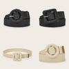 Minimally Circular Designed Buckle Decoration Women Casual Woven Belt Waist