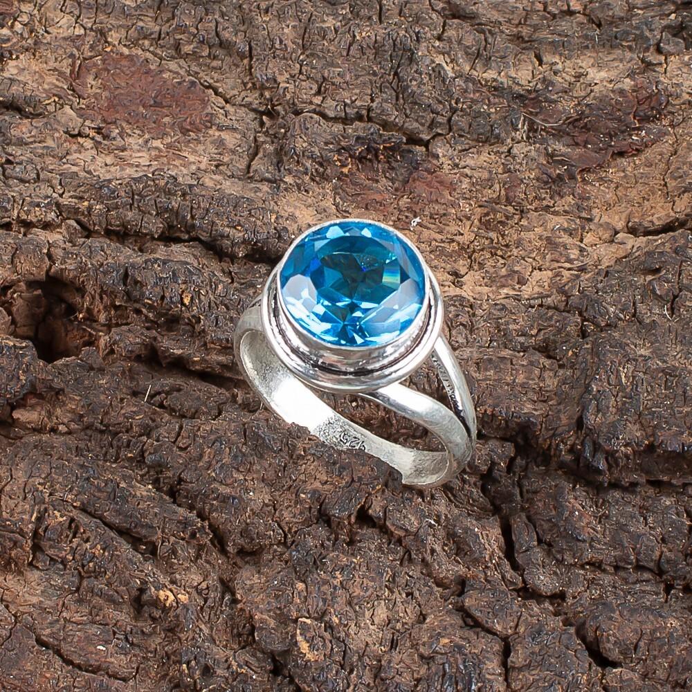 Natural Swiss Blue Topaz Gemstone 925 Sterling Silver Jewelry Handcrafted Ring RR-11-8