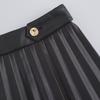 2024 European & American Style A-Line Black PU Pleated Skirt for Women - Perfect for Autumn/Winter