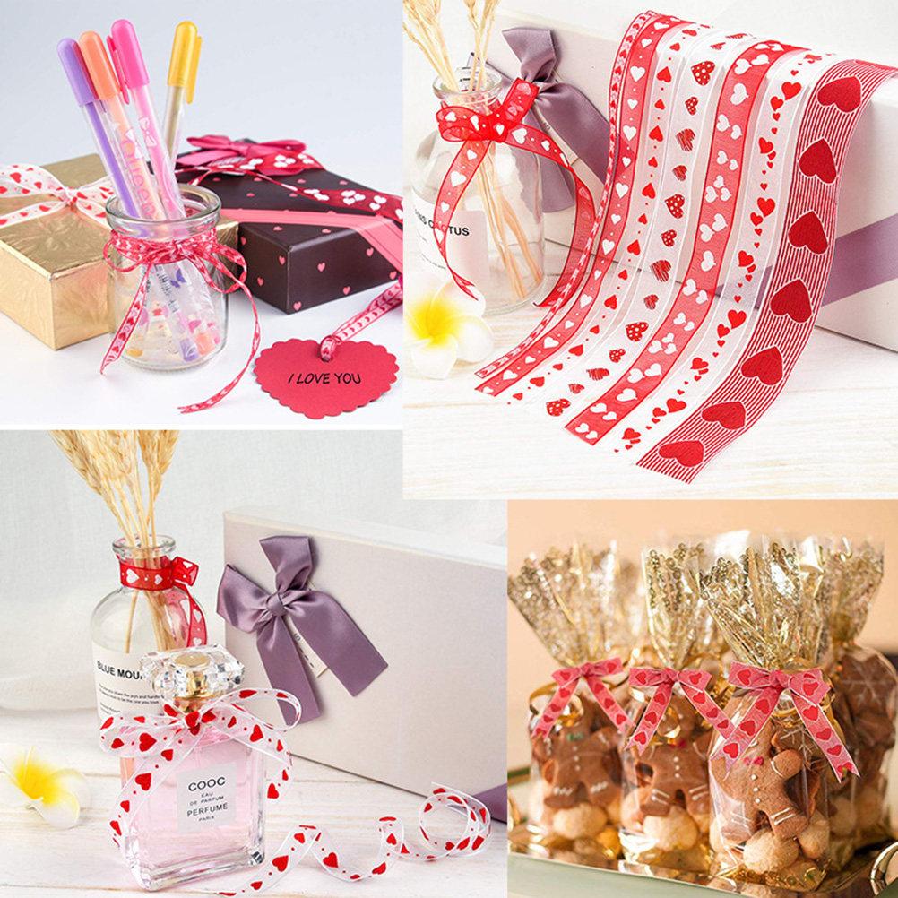Romantic Heart Printed Ribbon 10m Length Perfect for Valentine's Gifts Wrapping and Wedding Decorations Ribbon