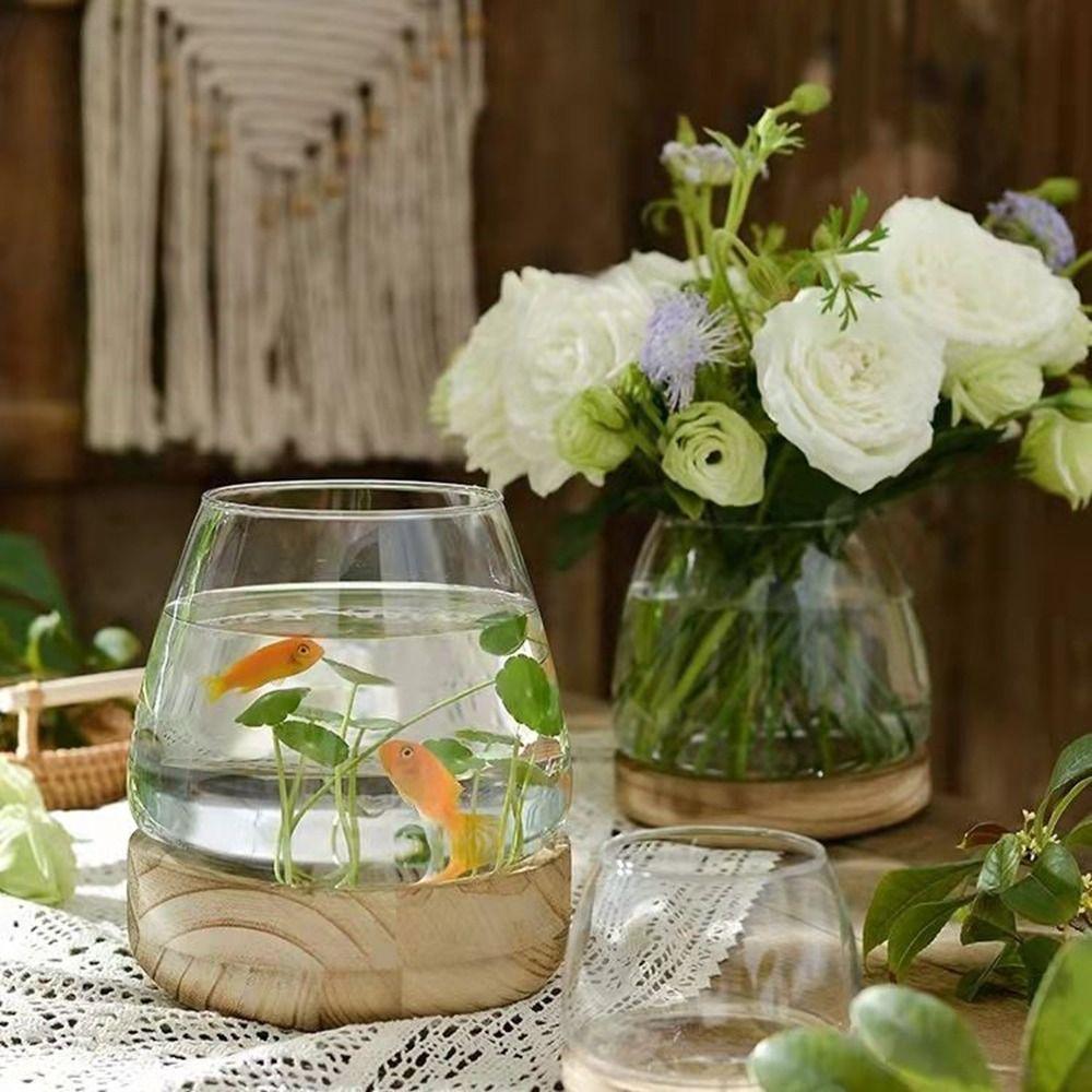 Round Transparent Glass Fish Tank Simple Glass Planter Hydroponic Vase  Living Room