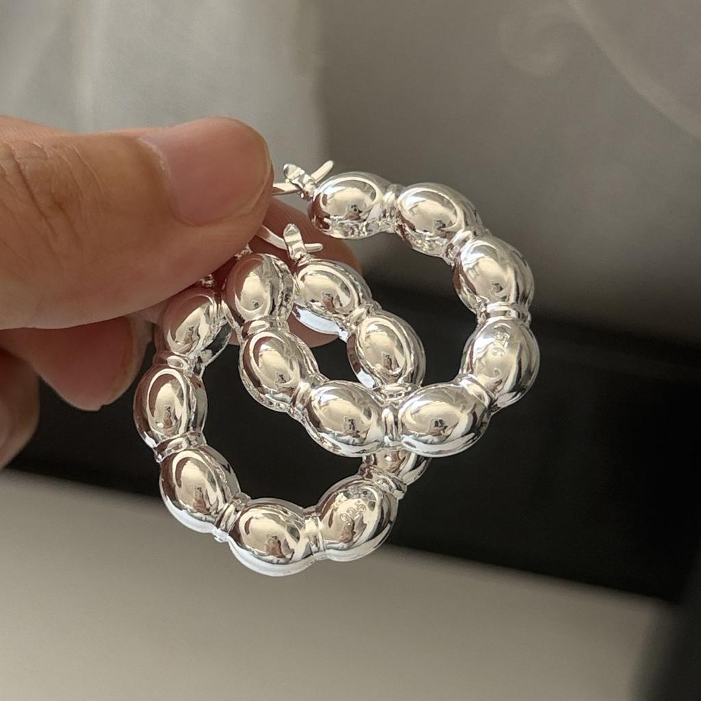 Xiaomi 925 Sterling Silver Vintage Earrings For Women Trendy Simple Geometric Big Earring Jewelry Prevent Allergy Party Accessories