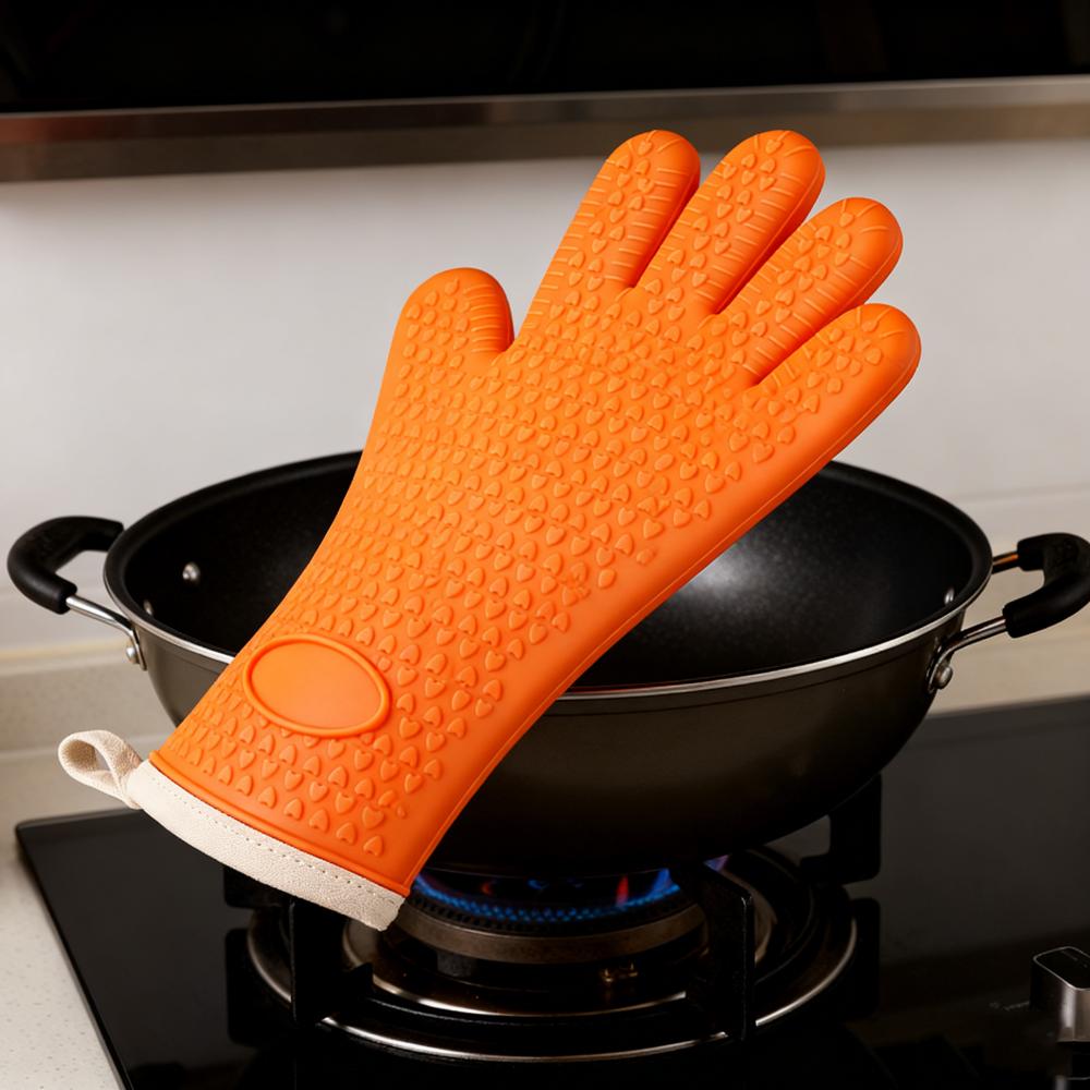 Silicone Anti-Scalding Gloves Microwave Oven Baking Special Heat Insulation Gloves Thickened High Temperature Kitchen Household