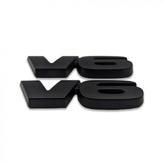 2x Black Metal V6 Emblem 3D V-6 Engine Bagde Car Fender Sticker Sport Decal