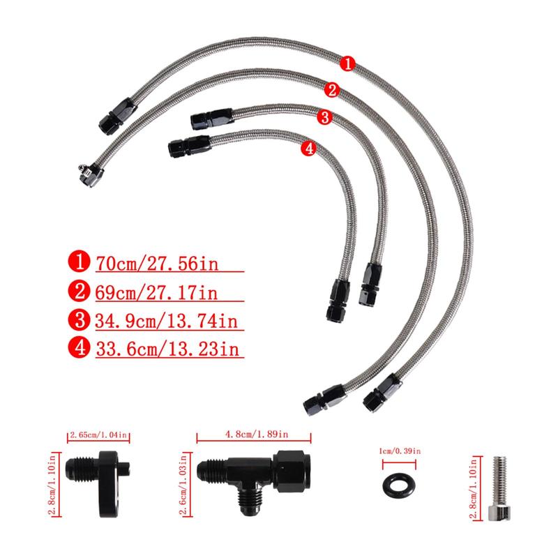 Engine Steam Vent Hose 4AN Metal Fuel Line Adapter Kit Front Rear Venting Solution for LS Series LS1 LS2 LS6 LM7