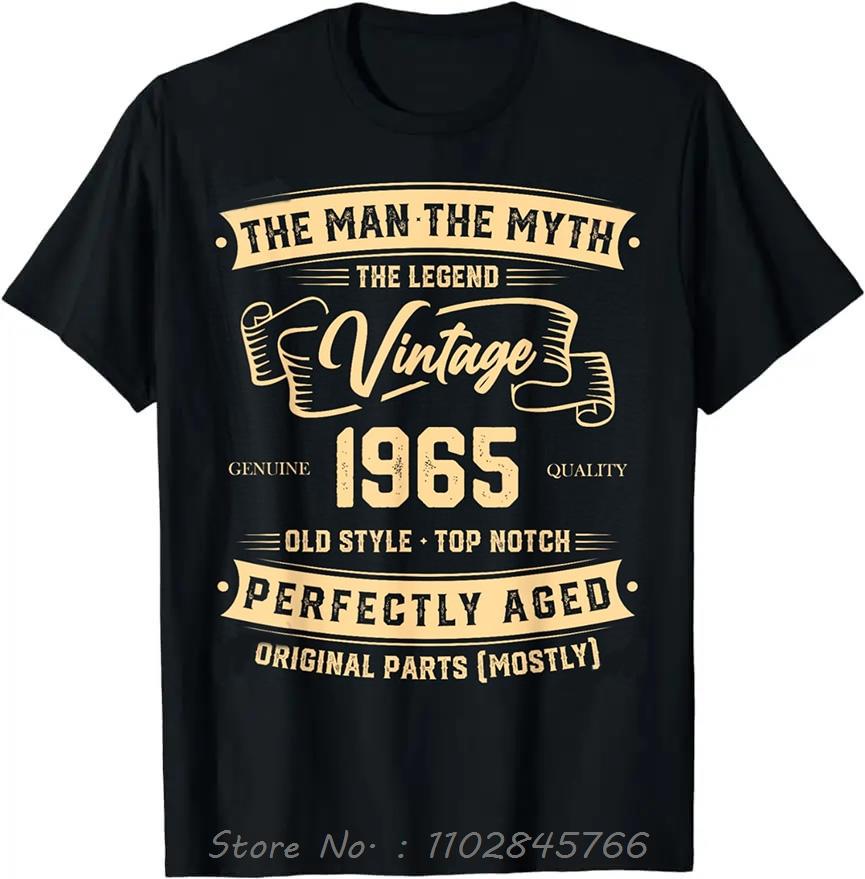 Vintage Mens Clothing Decorations Oversized Tshirt Funny 1965 Fitness T Shirt Custom Casual Camiseta Hombre Cotton Tshirt