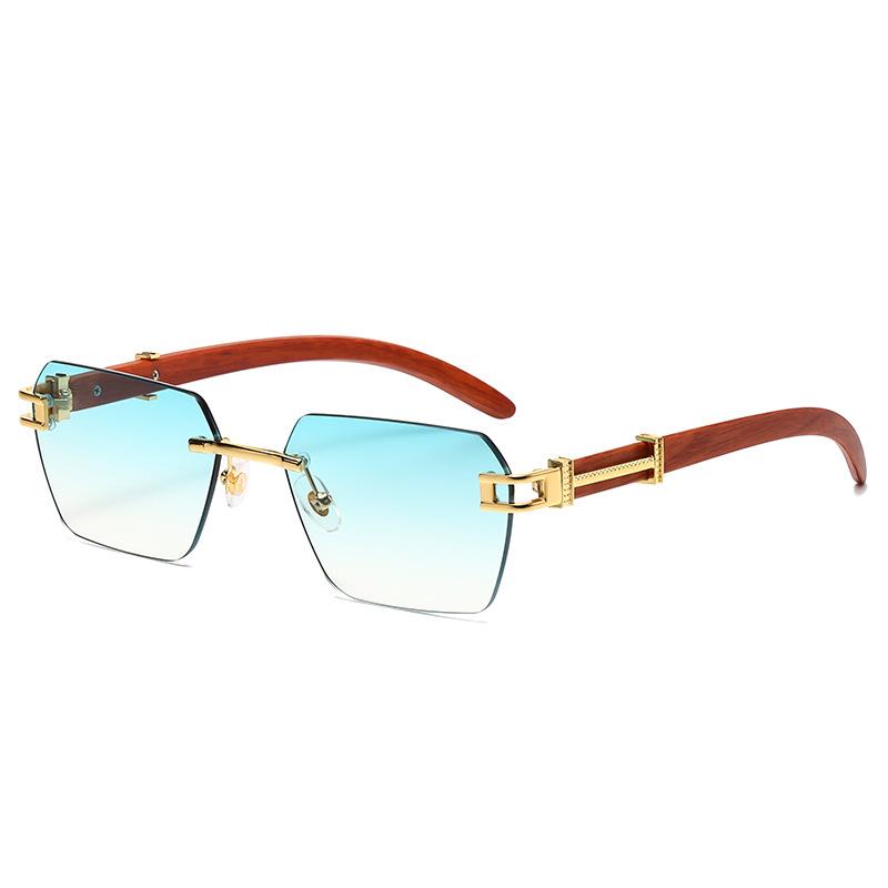 9005 Frameless Wood Grain Sunglasses Women'S, Men'S Sunglasses Street Sunglasses