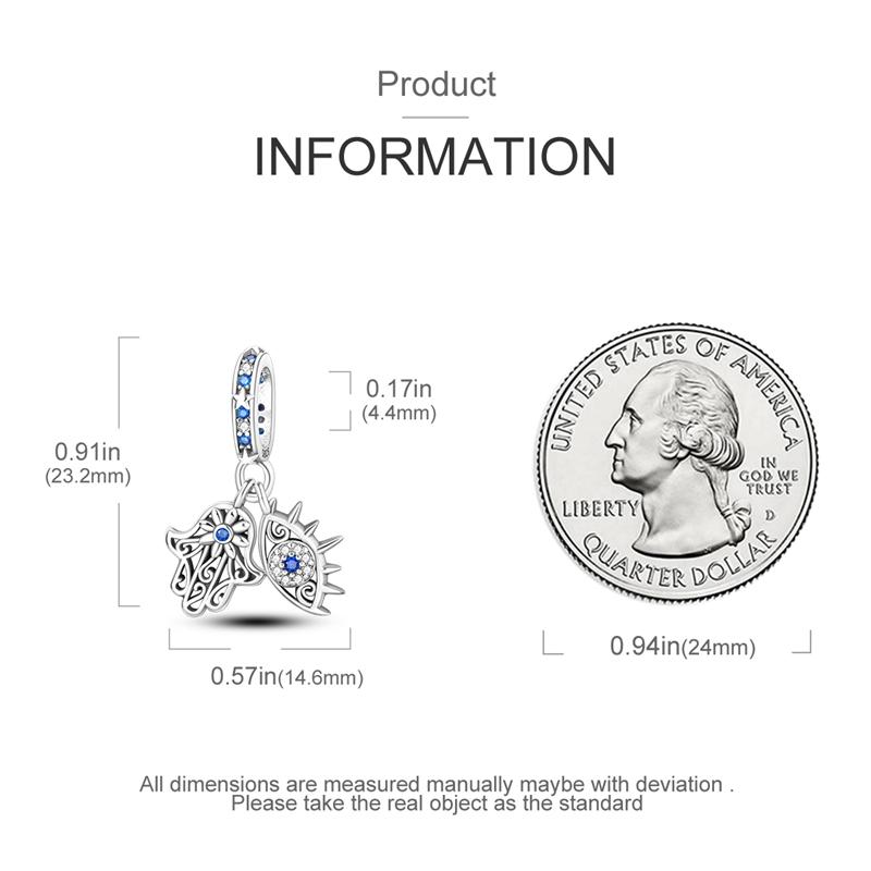 Charms Original Copper Hand Pendant Blue Eyes Beads Fit Bracelet Women Jewelry Diy Fine Gift Accessory