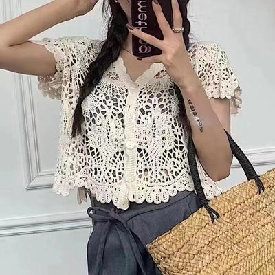 Bezrękawnik kardigan w talii z ażurowym modnym jesiennym bezrękawnikiem, damski modny top niszowy w stylu koreańskim, luźny i wszechstronny