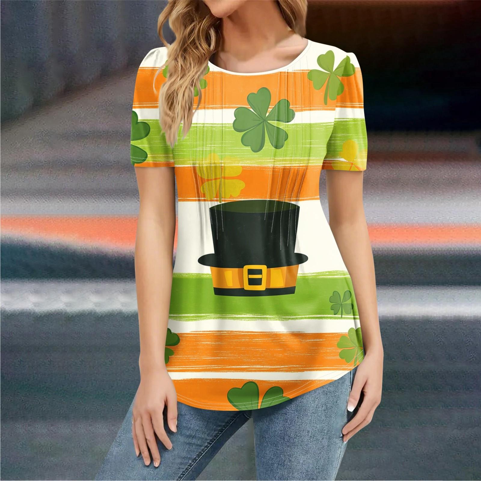 

Жіноча мода Casual St. Топ з принтом Patrick, сорочка з коротким рукавом, вільний пуловер XXL помаранчевий