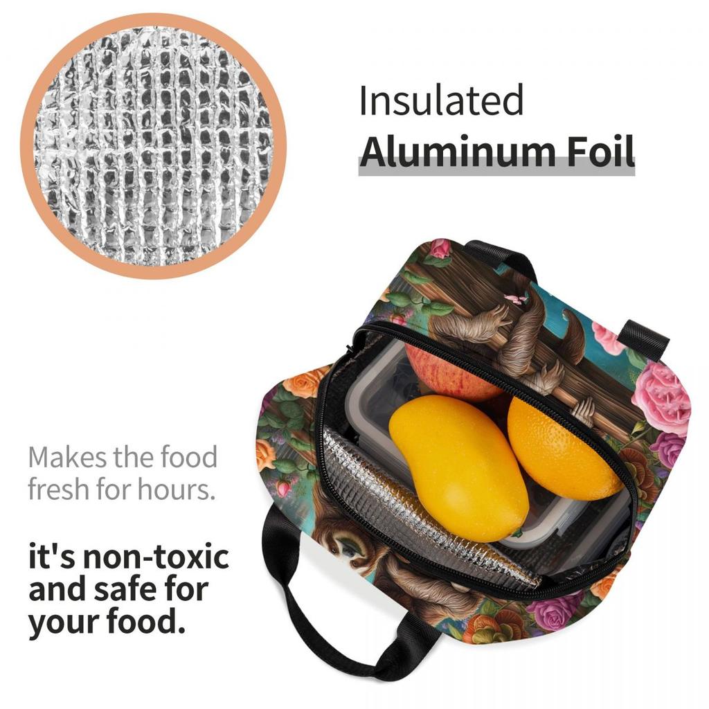 Lovely Sloth Print Insulated Lunch Bag for Kids School Cooler Thermal Food Box Tote Portable Lunch Boxes Container