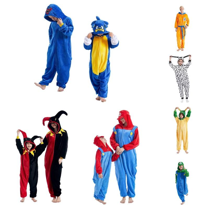 Kids' Cartoon Onesie Sleepwear Hooded And Long Sleeves