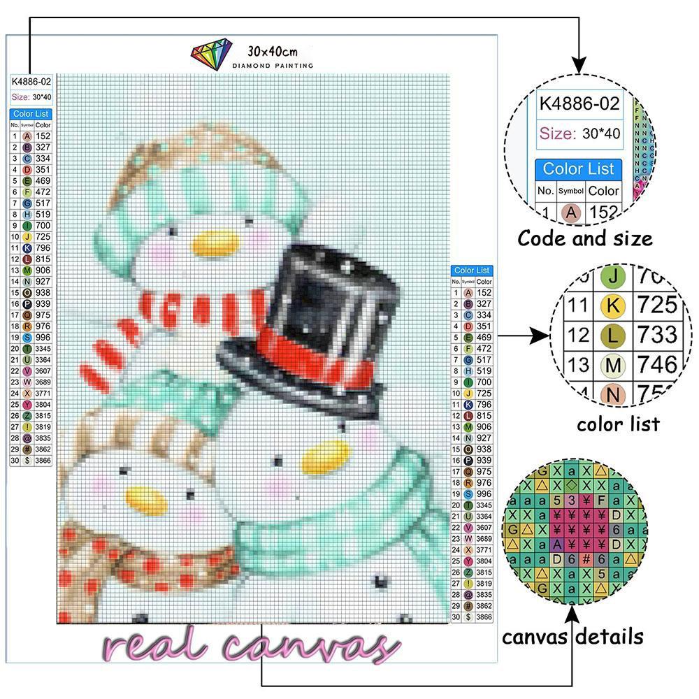 5D Diy Diamond Painting Three Snowmen Embroidery Mosaic Art Picture of Rhinestones Decor Gift