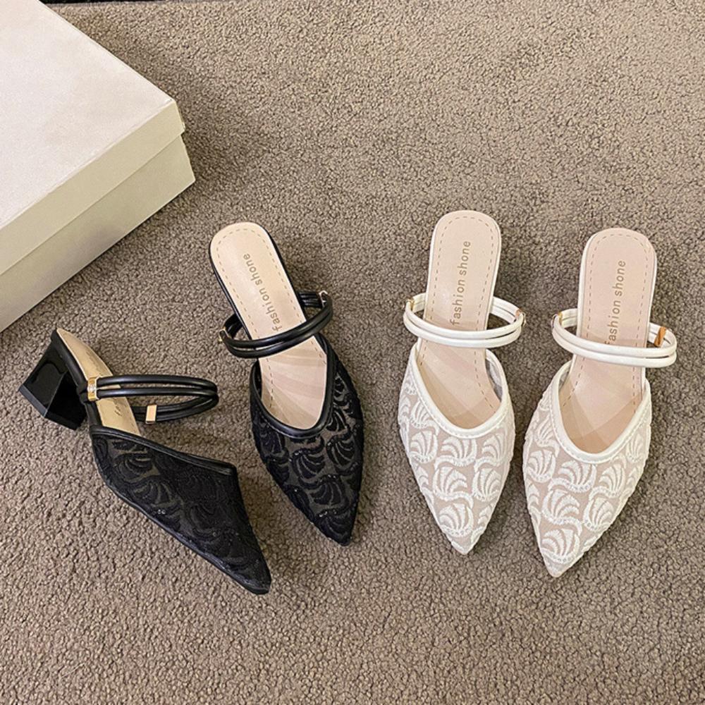 High Heels Spitzschuh Geschlossene Zehe Damen Outdoor-Bekleidung Zwei-Wege Modisches Temperament Einzelne Slipper
