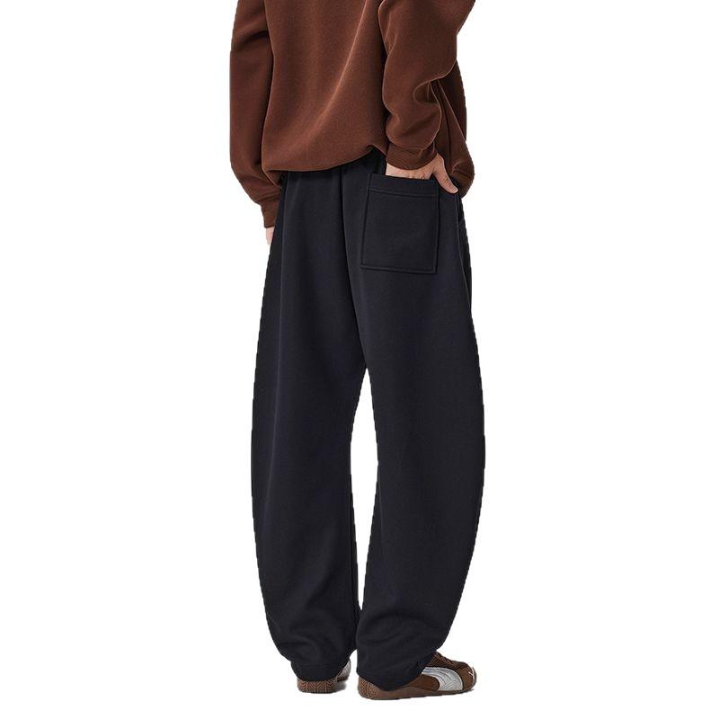 Solid Color Simple Trendy Brand Scimitar Sweatpants Men's Spring and Autumn New Loose Wide-leg Drape Sports Casual Trousers