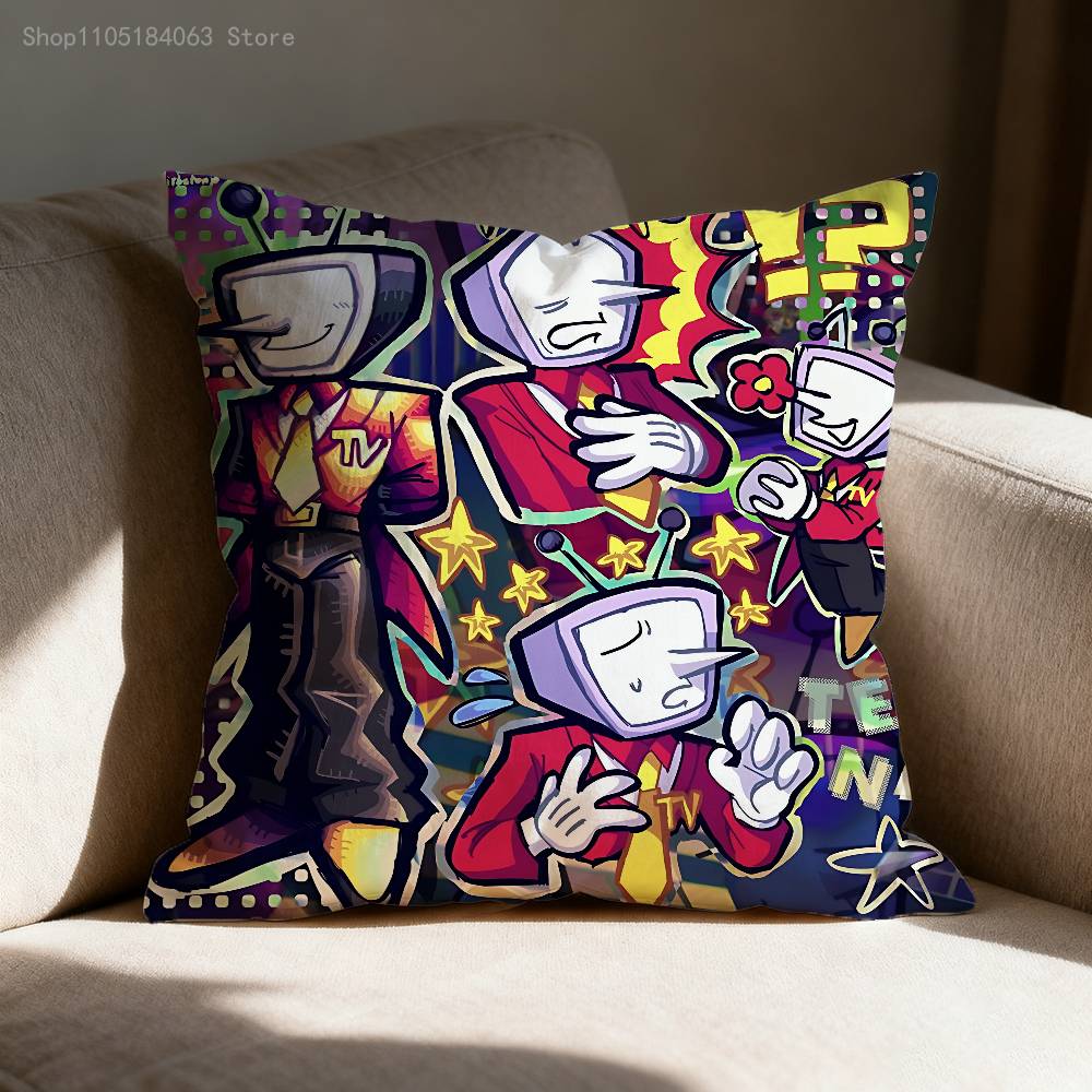 D-Deltarune Tenna Pillow Case Print Polyester Fiber 40X40 Cm Home Sofa Throw Cushion Cover Decoration