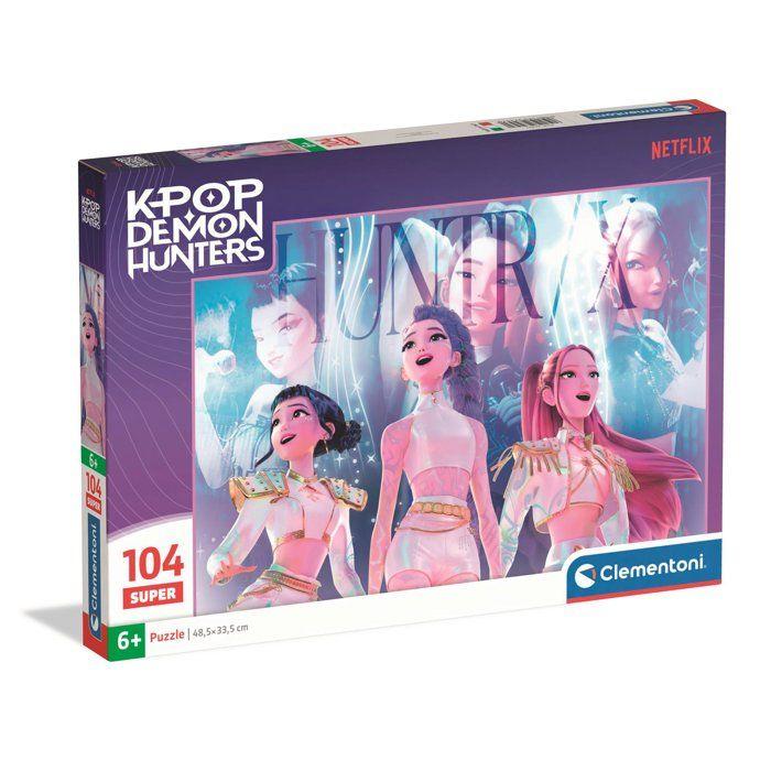 K-Pop Demon Hunters Puzzel Maxi 104 Stukjes van Clementoni Supercolor - Kpop Huntrix Legpuzzel - K Pop Cadeau Kinderen vanaf 6 Jaar