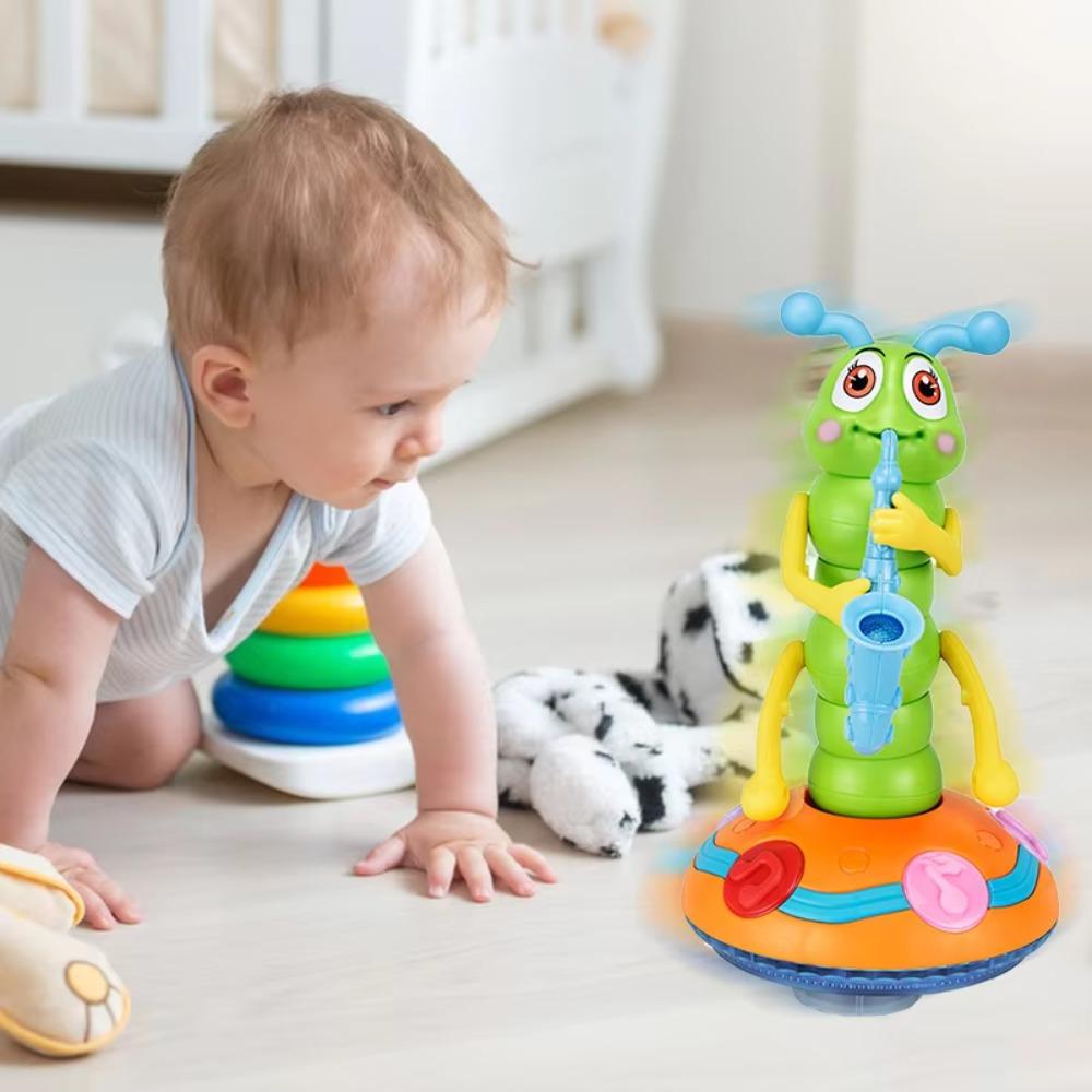 Plastic Saxophone Caterpillar Toy LED Dancing Caterpillar Toy Electric Music Toy  Halloween