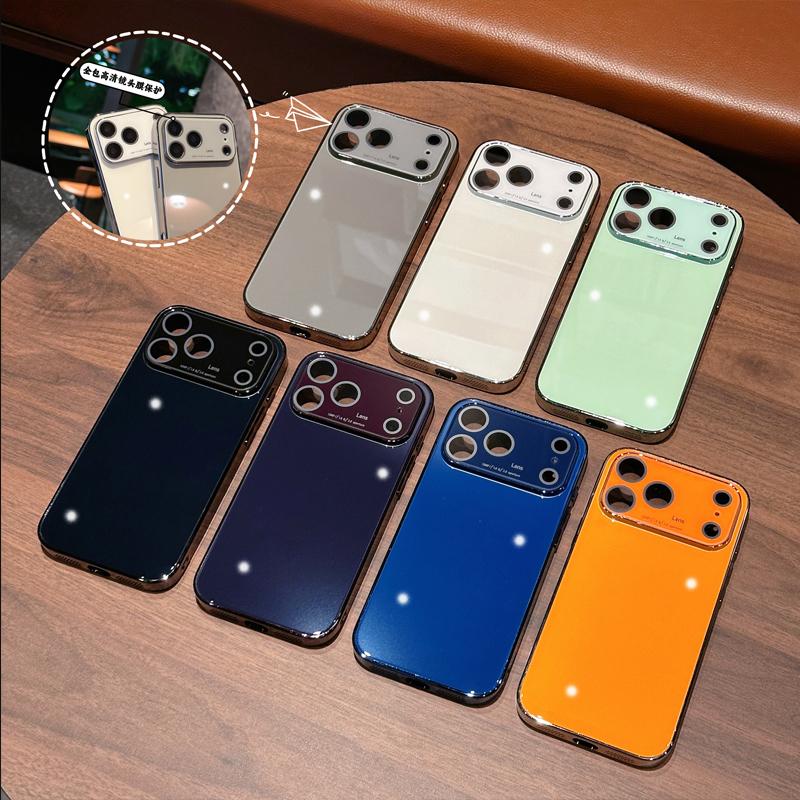 Electroplated Glass Candy Color Case For Iphone 17 Pro Max Camera Lens Protection Shockproof Back Cover For Iphone Air