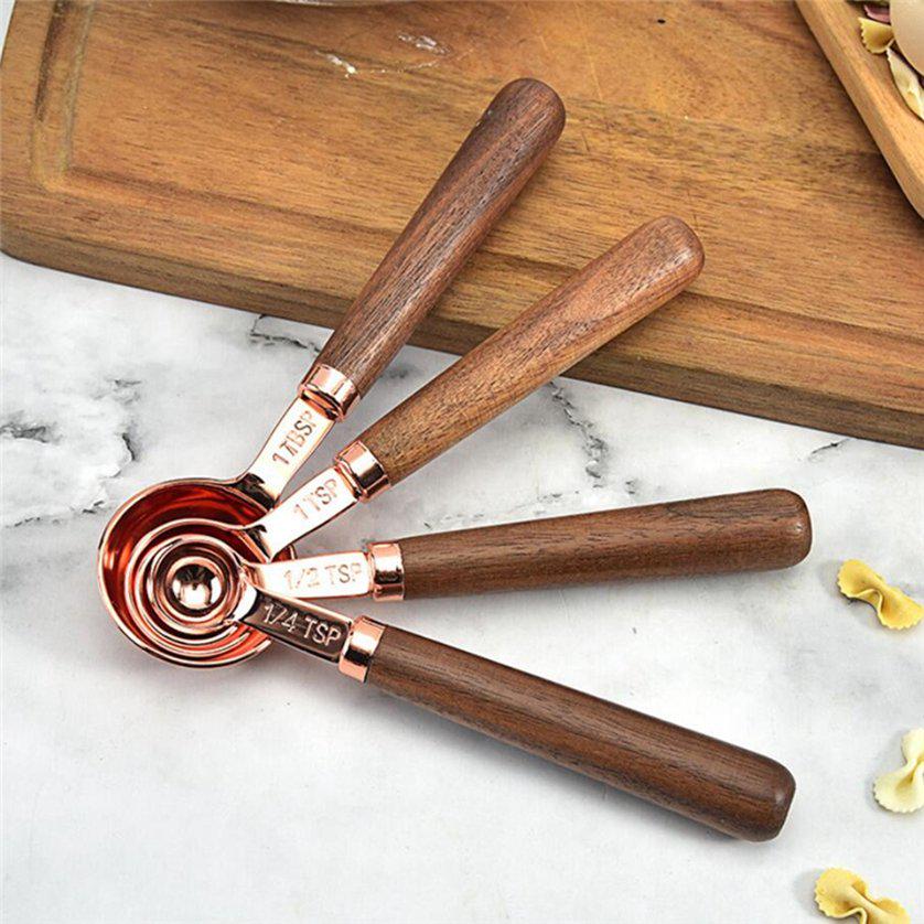 Seasoning Tool Stainless Steel Measuring Cups 4Pcs Portable Measuring Spoon