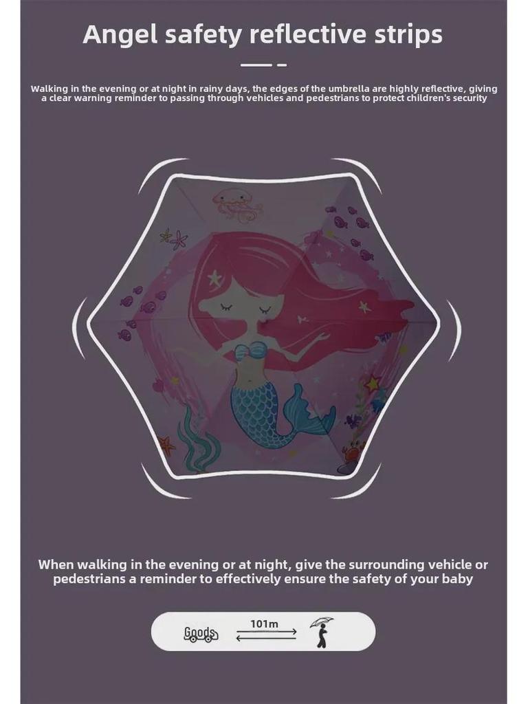 Children's Cartoon Umbrella: Safe, Rounded Corners, Anti-Puncture, Lightweight, Long Handle for Kindergarten & Elementary Boys and Girls.