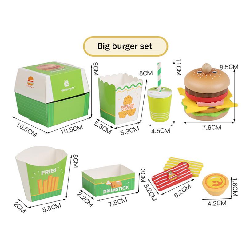 1 Set Learning Educational Montessori Toy Children Pretend Play Wooden Hamburger Sandwich Kit Kids Kitchen Toys