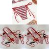 Polyester Striped Low Waist Bikini Set With Ties For Water Sports Women