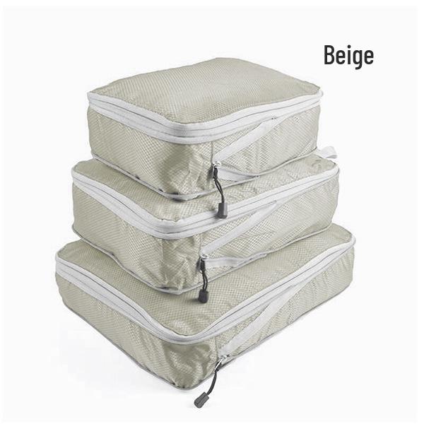 Travel Storage Bag Set: Three-Piece Waterproof Compression for Clothes, Pants, and Socks - Perfect for Business Trips.