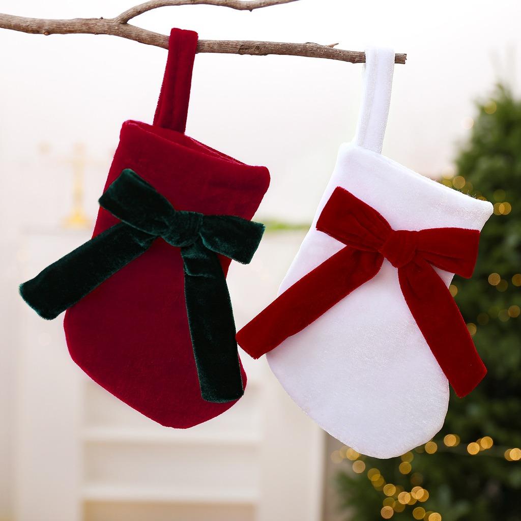 Bow Christmas Stocking Exquisite Holiday Hanging Stocking Fabric Christmas Stocking Premium For Family Holiday Gathering Holiday
