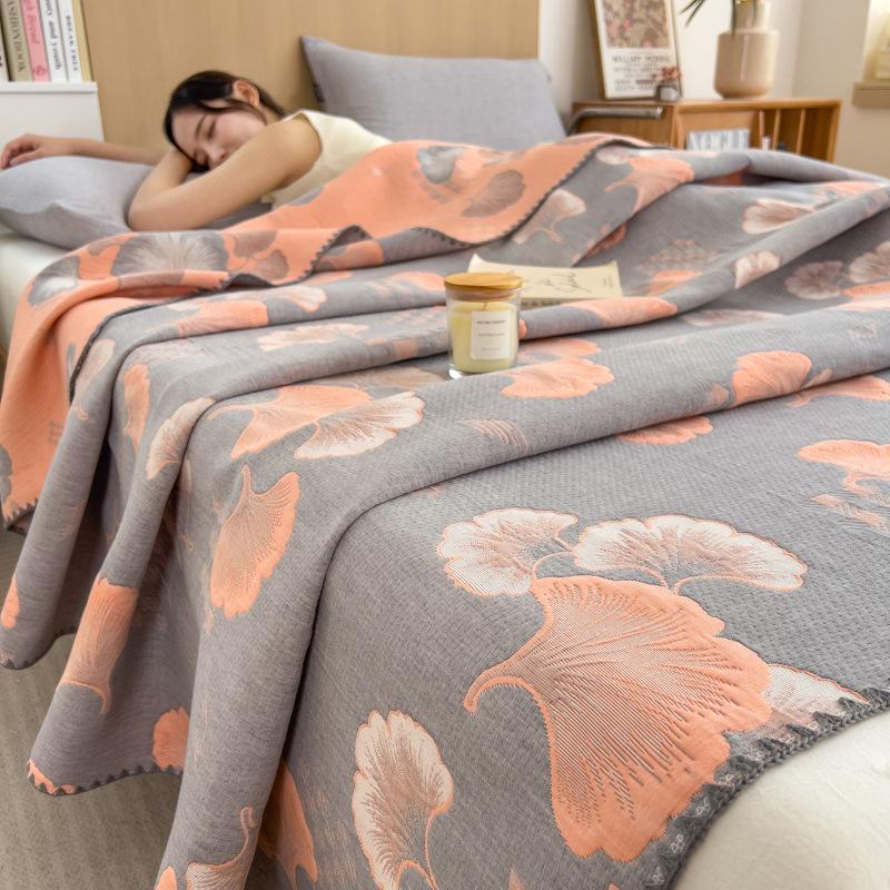 100% Cotton Summer Gauze Blanket - Lightweight, Three-Layer Design for Office, Nap, or Sofa