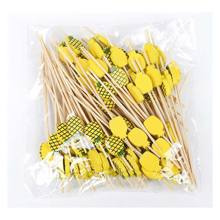 100Pcs Disposable  Colorful Strawberrie Watermelon Bamboo  Picks Buffet Food Fruit Forks For Wedding Birthday Party Decor