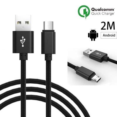 Micro-USB-Ladekabel - E.F.CONNECTION - für Samsung Galaxy - 2M - Schwarzes Nylon - Android-kompatibel