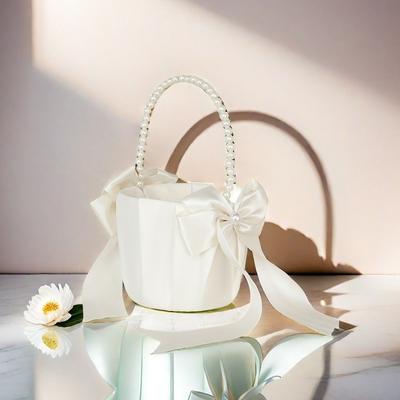 Marriage Western Style Flower Basket Wedding Flower Scattered Hand-held Pearl Small Happy Basket