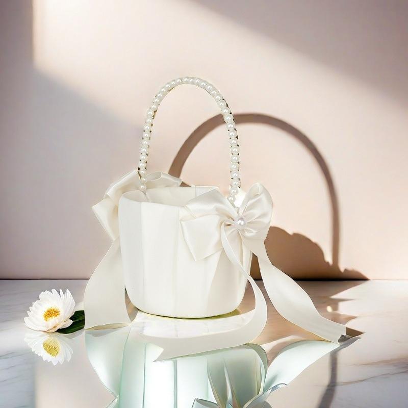 Marriage Western Style Flower Basket Wedding Flower Scattered Hand-held Pearl Small Happy Basket